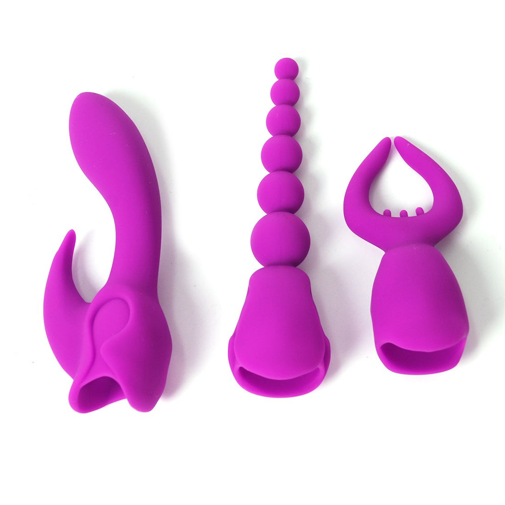 4pcs/set One mini vibrator + 3pcs headgear for vagina, anus and nipples - Own Pleasures