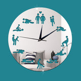 Black and White Mute Sex Position Wall Clock - Own Pleasures