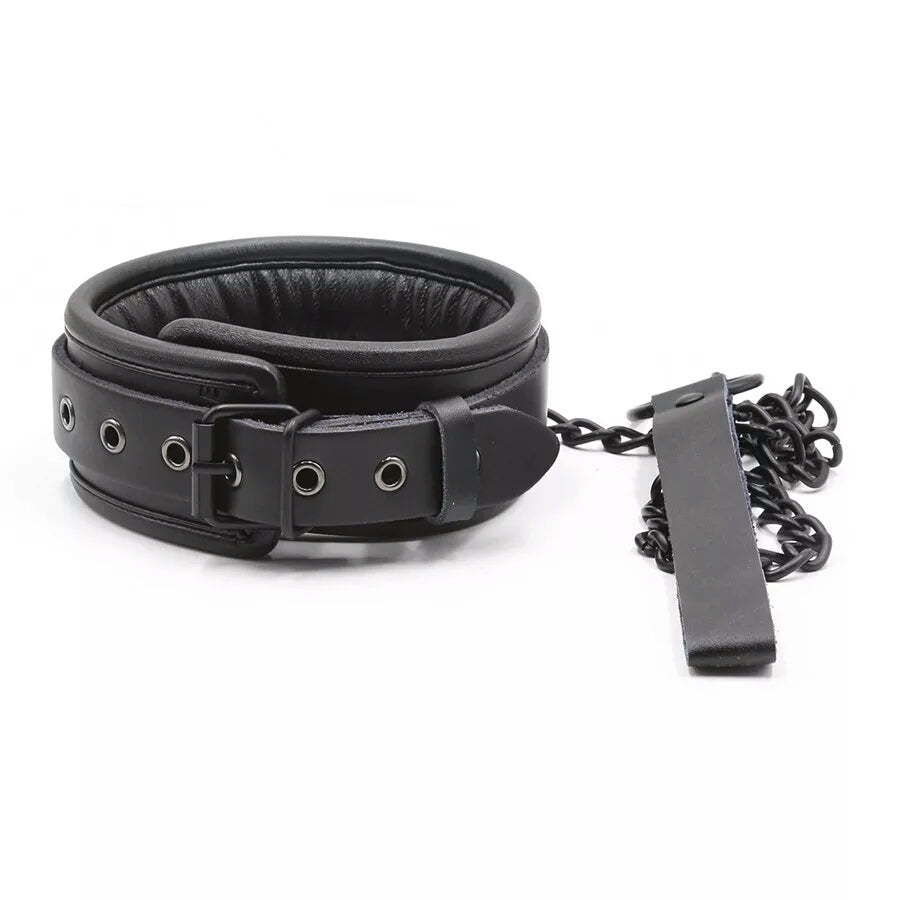 Faux and Genuine Leather Sex Handcuffs and Collar - Own Pleasures