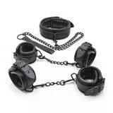Faux and Genuine Leather Sex Handcuffs and Collar - Own Pleasures