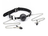 Collar with Gag & Nipple Clamps - Own Pleasures