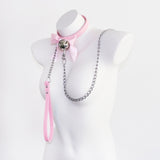 Lovely Bell Leather Collar Lead Chain Bondage | 4 Colors | 2 Designs - Own Pleasures